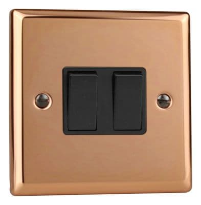 Varilight XY2B.CU Urban Polished Copper 2 Gang 10A 1 or 2 Way Rocker Light Switch