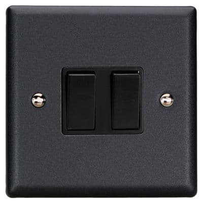 Varilight XY2B.MB Urban Matt Black 2 Gang 10A 1 or 2 Way Rocker Light Switch