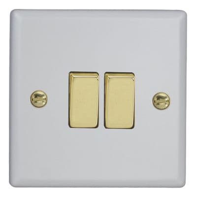 Varilight XY2V.MW Vogue Matt White 2 Gang 10A 2 Way Rocker Light Switch