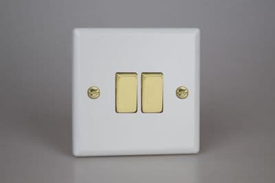 Varilight XY2V.MW Vogue Matt White 2 Gang 10A 2 Way Rocker Light Switch