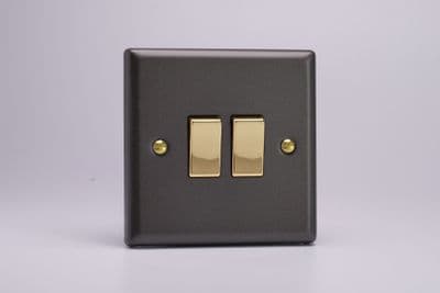 Varilight XY2V.SL Vogue Slate 2 Gang 10A 1 or 2 Way Rocker Light Switch