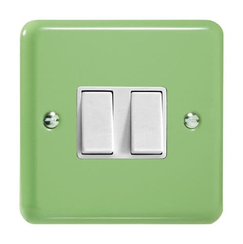 Varilight XY2W.BG Lily Pastel Beryl Green 2 Gang 10A 1 or 2 Way Rocker Light Switch