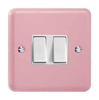 Varilight XY2W.RP Lily Pastel Rose Pink 2 Gang 10A 1 or 2 Way Rocker Light Switch