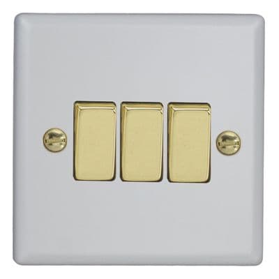 Varilight XY3V.MW Vogue Matt White 3 Gang 10A 2 Way Rocker Light Switch