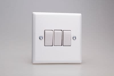 Varilight XY3W.CW Urban Chalk White 3 Gang 10A 1 or 2 Way Rocker Light Switch