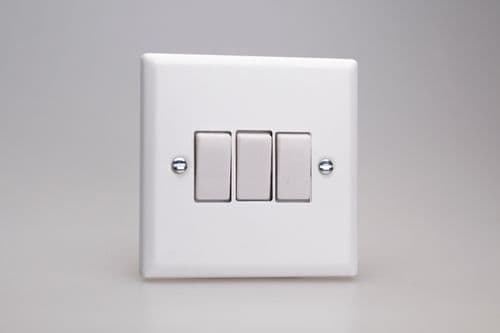 Varilight XY3W.CW Urban Chalk White 3 Gang 10A 1 or 2 Way Rocker Light Switch