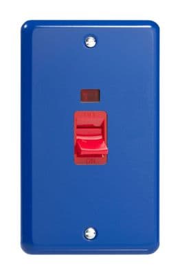 Varilight XY45N.RB Lily Primary Reflex Blue 45A DP Cooker Switch Vertical Twin Plate + Neon