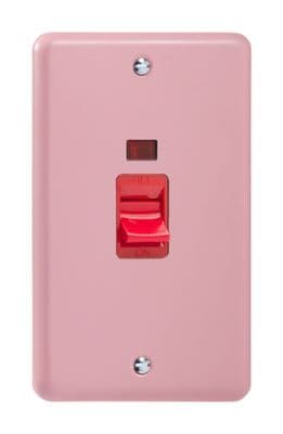 Varilight XY45N.RP Lily Pastel Rose Pink 45A DP Cooker Switch Vertical Twin Plate + Neon