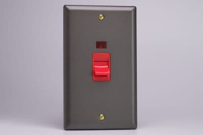 Varilight XY45N.SL Vogue Slate 45A DP Cooker Switch Vertical Twin Plate + Neon
