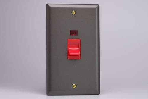 Varilight XY45N.SL Vogue Slate 45A DP Cooker Switch Vertical Twin Plate + Neon