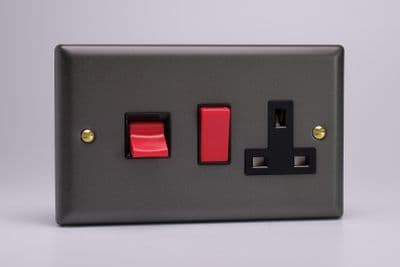 Varilight XY45PB.SL Vogue Slate 45A DP Cooker Switch + 13A Switched Socket