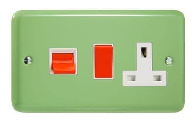 Varilight XY45PW.BG Lily Pastel Beryl Green 45A DP Cooker Switch + 13A Switched Socket