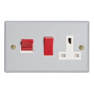 Varilight XY45PW.MW Vogue Matt White 45A Cooker 13A Double Pole Switched Socket Outlet