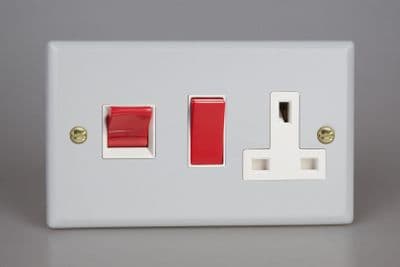Varilight XY45PW.MW Vogue Matt White 45A Cooker 13A Double Pole Switched Socket Outlet