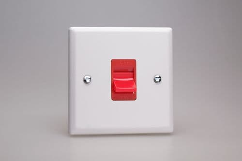 Varilight XY45S.CW Urban Chalk White 45A DP Cooker Switch Single Plate