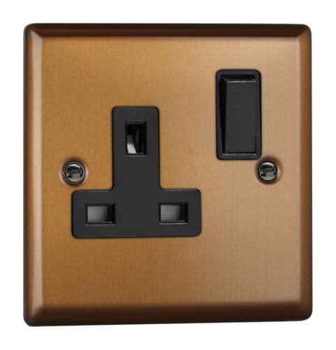 Varilight XY4B.BZ Urban Brushed Bronze 1 Gang 13A DP Single Switched Plug Socket