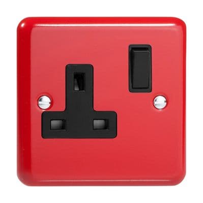Varilight XY4B.PR Lily Primary Pillar Box Red 1 Gang 13A DP Single Switched Plug Socket