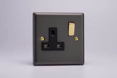Varilight XY4VB.SL Vogue Slate 1 Gang 13A DP Single Switched Plug Socket