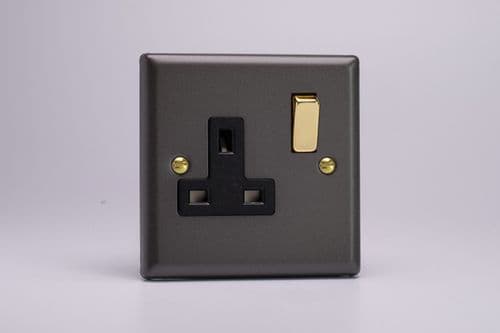 Varilight XY4VB.SL Vogue Slate 1 Gang 13A DP Single Switched Plug Socket