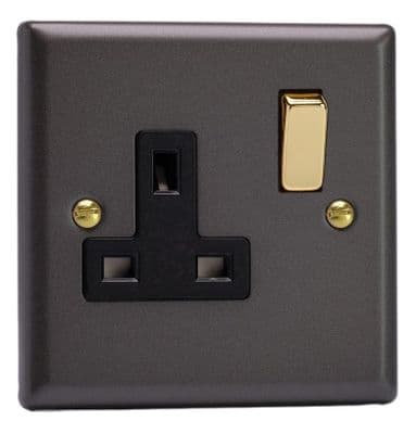 Varilight XY4VB.SL Vogue Slate 1 Gang 13A DP Single Switched Plug Socket