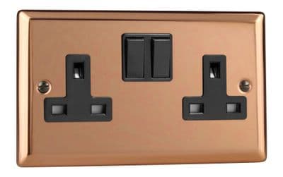 Varilight XY5B.CU Urban Polished Copper 2 Gang Double 13A Switched Plug Socket