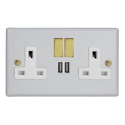 Varilight XY5U2SVW.MW Vogue Matt White 2 Gang 13A Single Pole Switched USB Socket