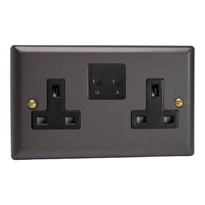 Varilight XY5VSB.SL Vogue Slate 2-Gang 13A Wi-Fi Switched Socket for V-Pro Smart Supla