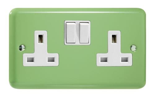 Varilight XY5W.BG Lily Pastel Beryl Green 2 Gang Double 13A Switched Plug Socket