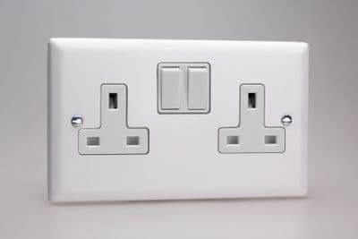 Varilight XY5W.CW Urban Chalk White 2 Gang Double 13A Switched Plug Socket