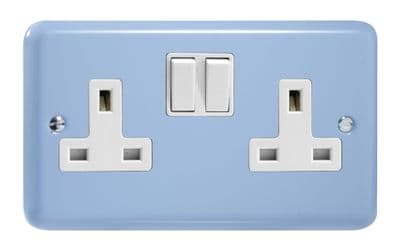 Varilight XY5W.DB Lily Pastel Duck Egg Blue 2 Gang Double 13A Switched Plug Socket