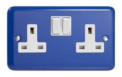 Varilight XY5W.RB Lily Primary Reflex Blue 2 Gang Double 13A Switched Plug Socket