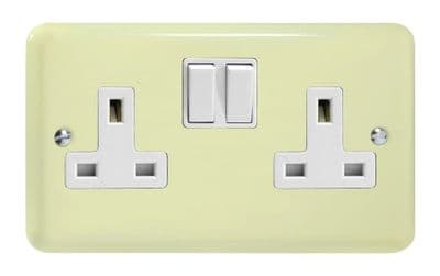 Varilight XY5W.WC Lily Pastel White Chocolate 2 Gang Double 13A Switched Plug Socket
