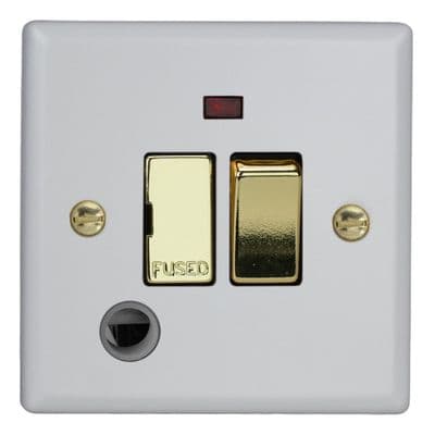 Varilight XY6FONV.MW Vogue Matt White 1 Gang 13A Switched Fused Spur + Neon + Flex Outlet