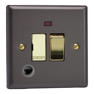 Varilight XY6FONV.SL Vogue Slate 1 Gang 13A Switched Fused Spur + Neon + Flex Outlet