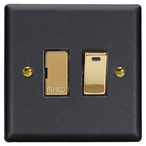 Varilight XY6NV.MB Vogue Matt Black 13A Switched Fused Spur + Neon