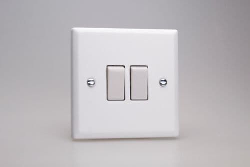 Varilight XY71W.CW Urban Chalk White 2 Gang 10A Rocker Light Switch (1 x Intermediate 1 x 2W)
