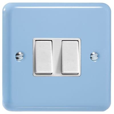 Varilight XY71W.DB Lily Duck Egg Blue 2 Gang 10A Rocker Switch (Intermediate + 2 Way)