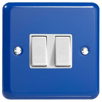 Varilight XY71W.RB Lily Reflex Blue 2 Gang 10A Rocker Switch (Intermediate + 2 Way)