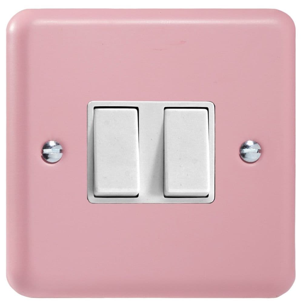 Varilight XY71W RP Lily Rose Pink 2 Gang 10A Rocker Switch Intermediate ...