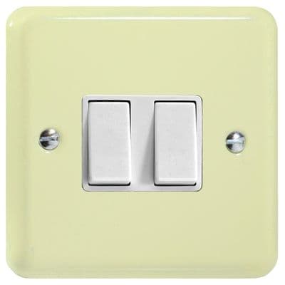 Varilight XY71W.WC Lily White Chocolate 2 Gang 10A Rocker Switch (Intermediate + 2 Way)