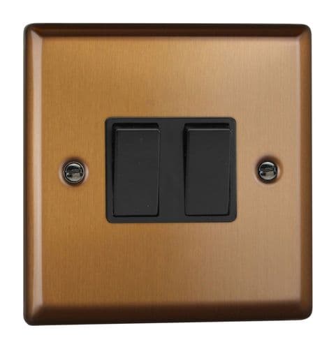 Varilight XY77B.BZ Urban Brushed Bronze 2 Gang 10A Intermediate Rocker Light Switch