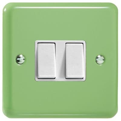 Varilight XY77W.BG Lily Beryl Green 2 Gang 10A Intermediate Rocker Switch