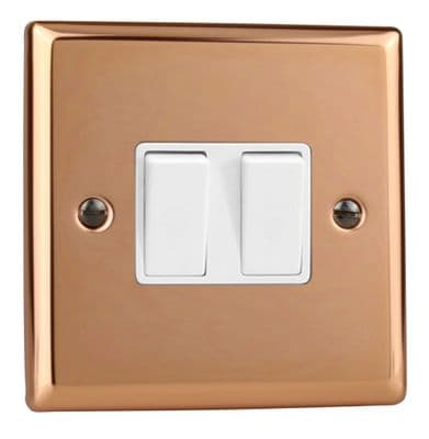 Varilight XY77W.CU Urban Polished Copper 2 Gang 10A Intermediate Rocker Light Switch