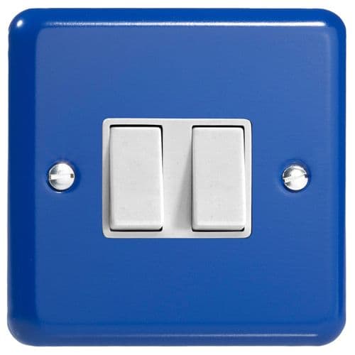 Varilight XY77W.RB Lily Reflex Blue 2 Gang 10A Intermediate Rocker Switch