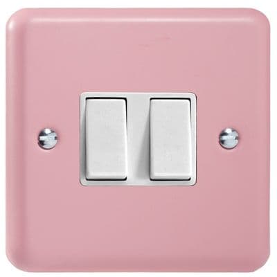 Varilight XY77W.RP Lily Rose Pink 2 Gang 10A Intermediate Rocker Switch