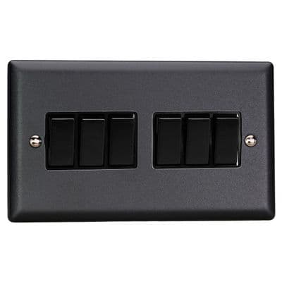 Varilight XY96B.MB Urban Matt Black 6-Gang 10A 2 Way Rocker Light Switch