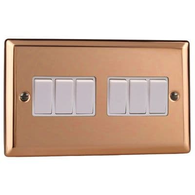 Varilight XY96W.CU Urban Polished Copper 6-Gang 10A 2 Way Rocker Light Switch