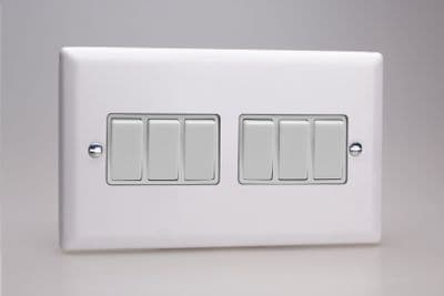 Varilight XY96W.CW Urban Chalk White 6-Gang 10A 2 Way Rocker Light Switch