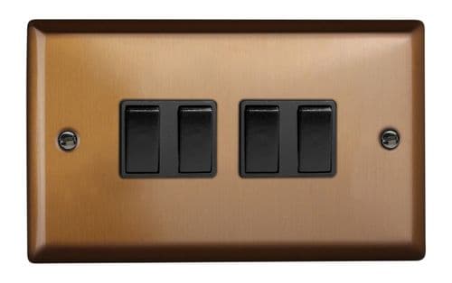 Varilight XY9B.BZ Urban Brushed Bronze 4 Gang 10A 1 or 2 Way Rocker Light Switch
