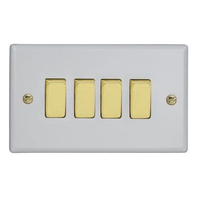 Varilight XY9V.MW Vogue Matt White 4 Gang 10A 2 Way Rocker Light Switch